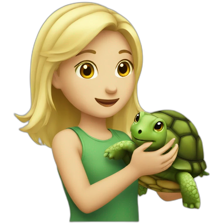Cute blond girl giving turtle emoji