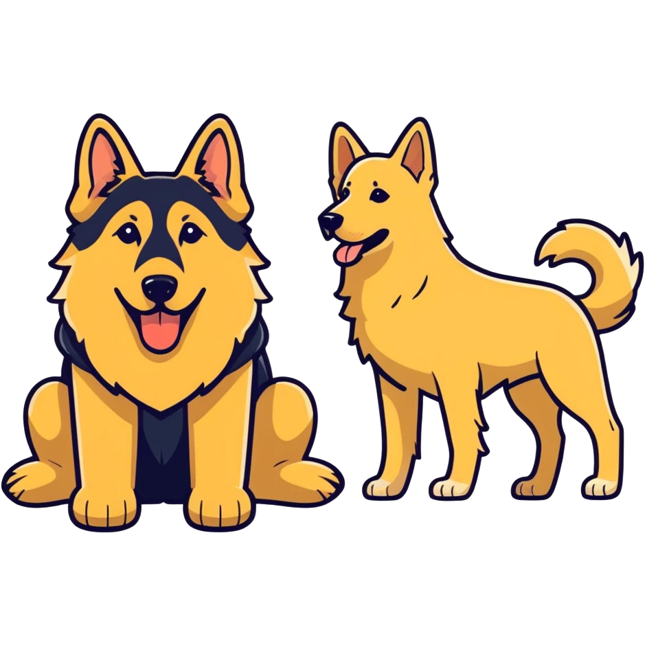 German shepherd and golden retriever  emoji
