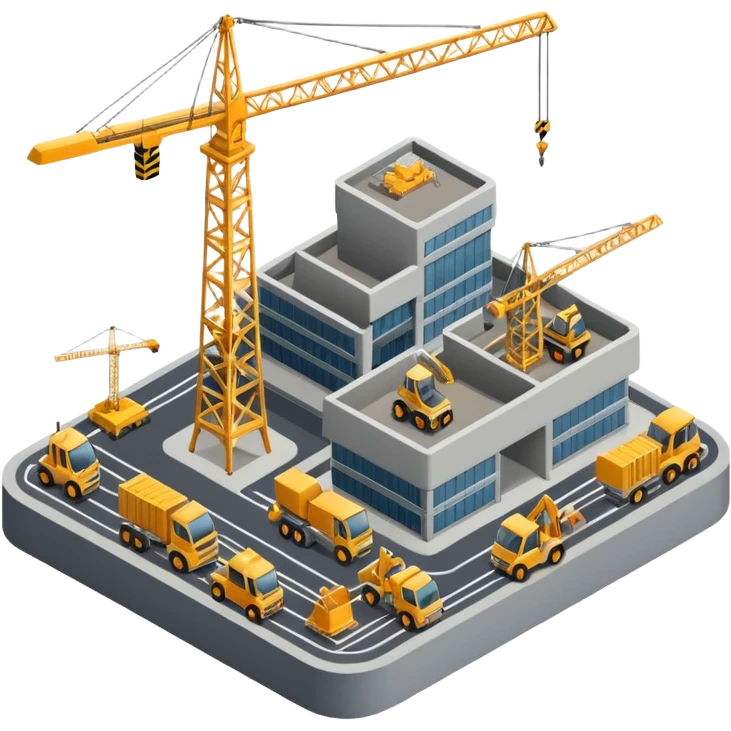 isometric construction site of airport emoji