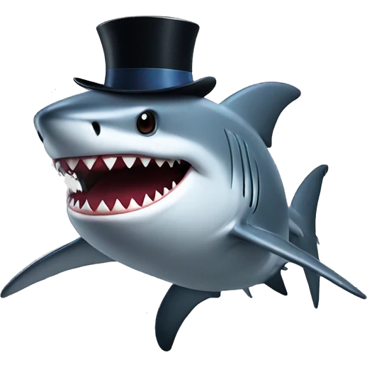 Shark with a top hat emoji