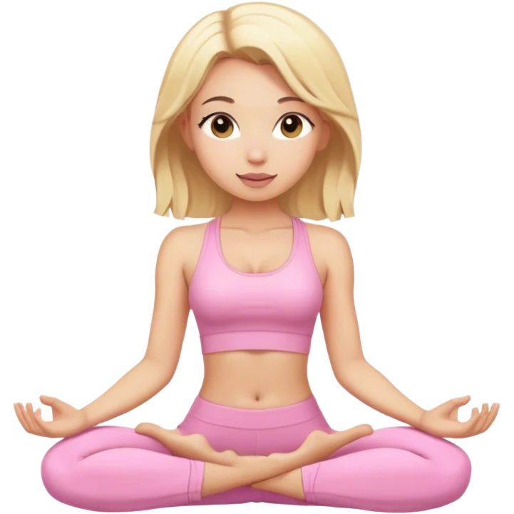 blonde yoga girl light pink clothes n emoji