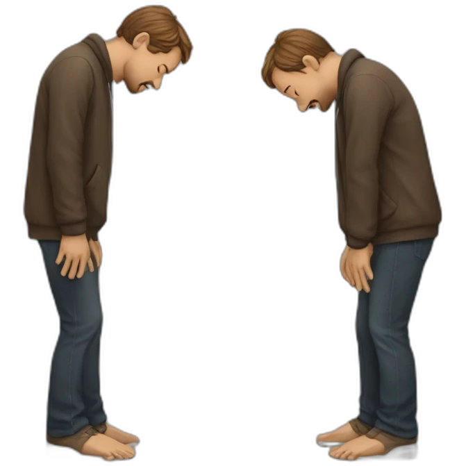 man prostrates himself asking for help emoji