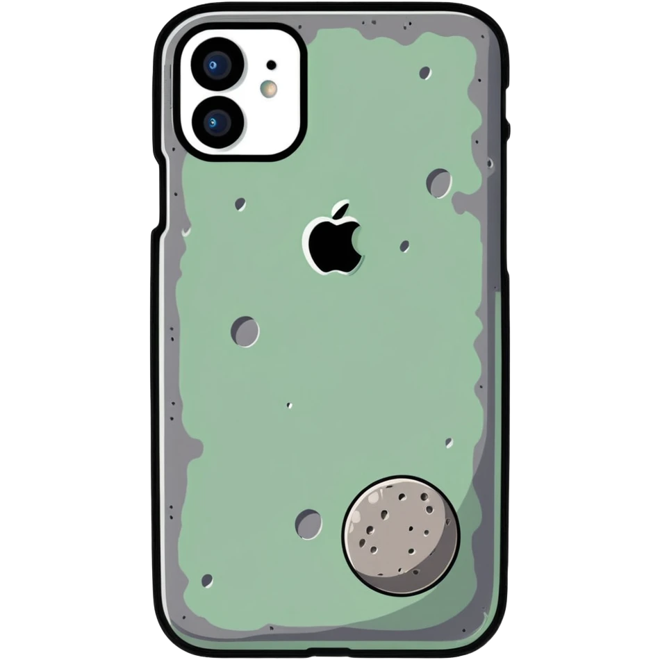 smartphone back side with lunar crater made of skin texture emoji