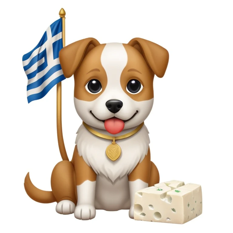 dog with greek flag and cheese emoji