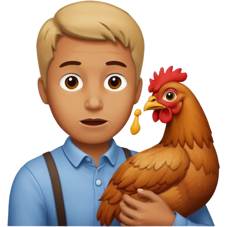 A man choking a chicken emoji