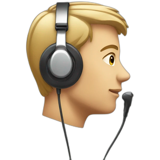 Side profile of an emoji wearing an earpiece emoji