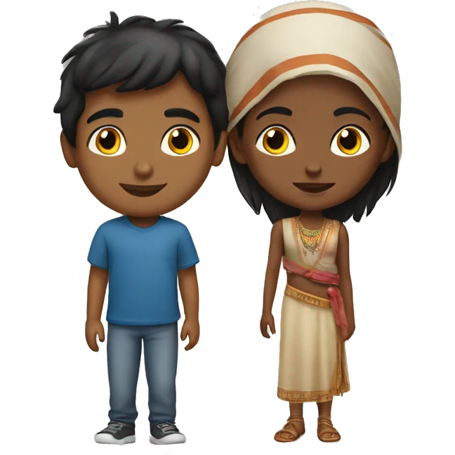 indian boy with american girl emoji