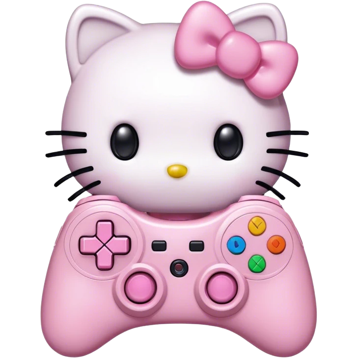 Hello kitty holding game controller emoji