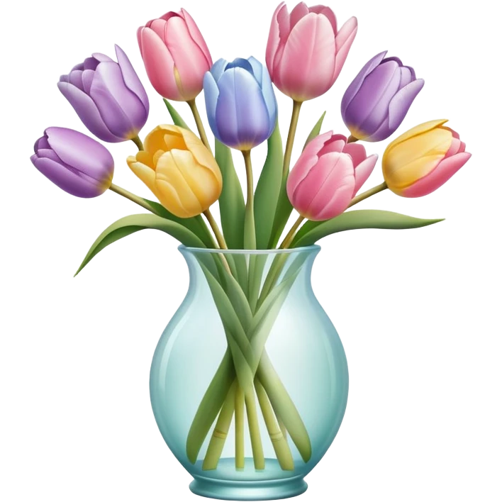 pastel tulips in glass vase emoji