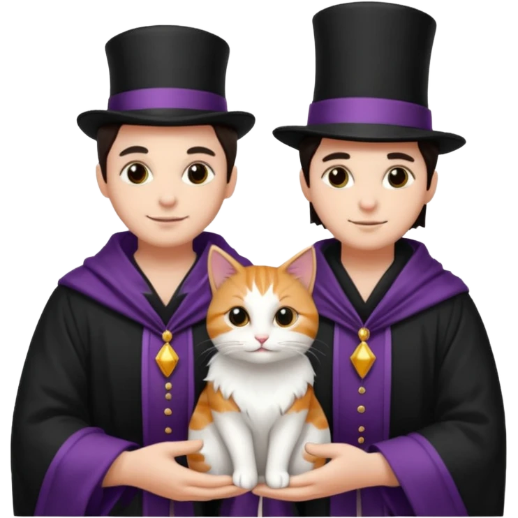 magician couple and their pet cat emoji
