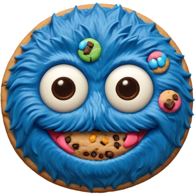 sesame street cookie monster only face and cookie emoji