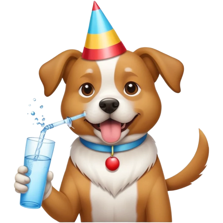 Dog at a Party with water emoji