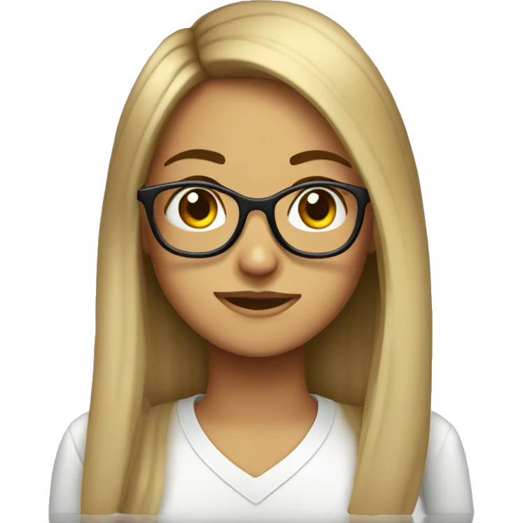 girl ROUND GLASSES SIDEBURNS straigh hair emoji