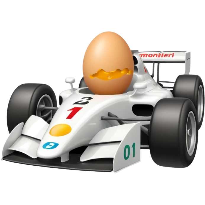 Sweet Egg in formula 1 car emoji