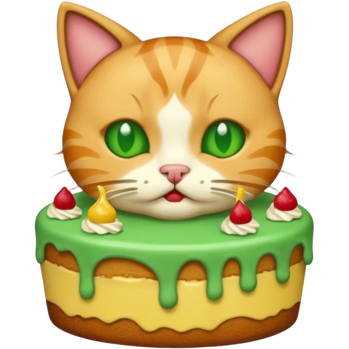 Cat vomiting because of eating cake emoji