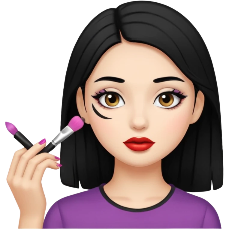 girl with black hair getting ready emoji