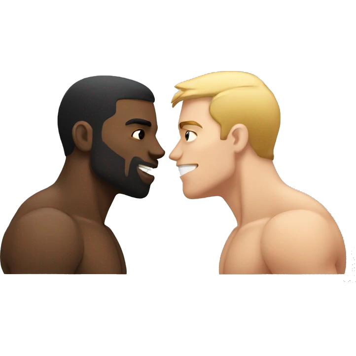buff white guy kissing buff black guy emoji
