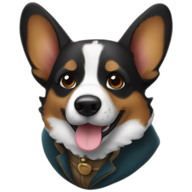 Black corgi wearing Sherlock holmes costume emoji