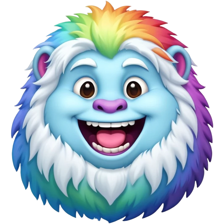 fat rainbow yeti laughing  emoji