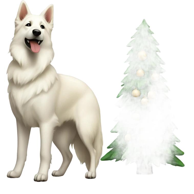 Christmas tree and white shepherd  emoji