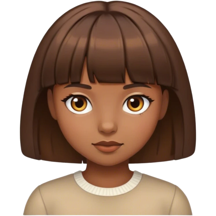 girl with short brown hair with bangs emoji