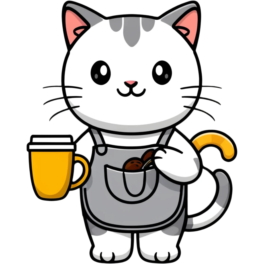 cat barista serving coffee emoji
