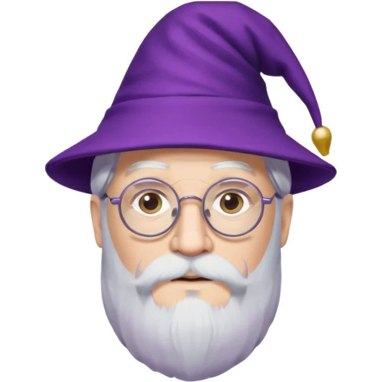 dumbledore white hair, wear glasses, purple magic hat emoji