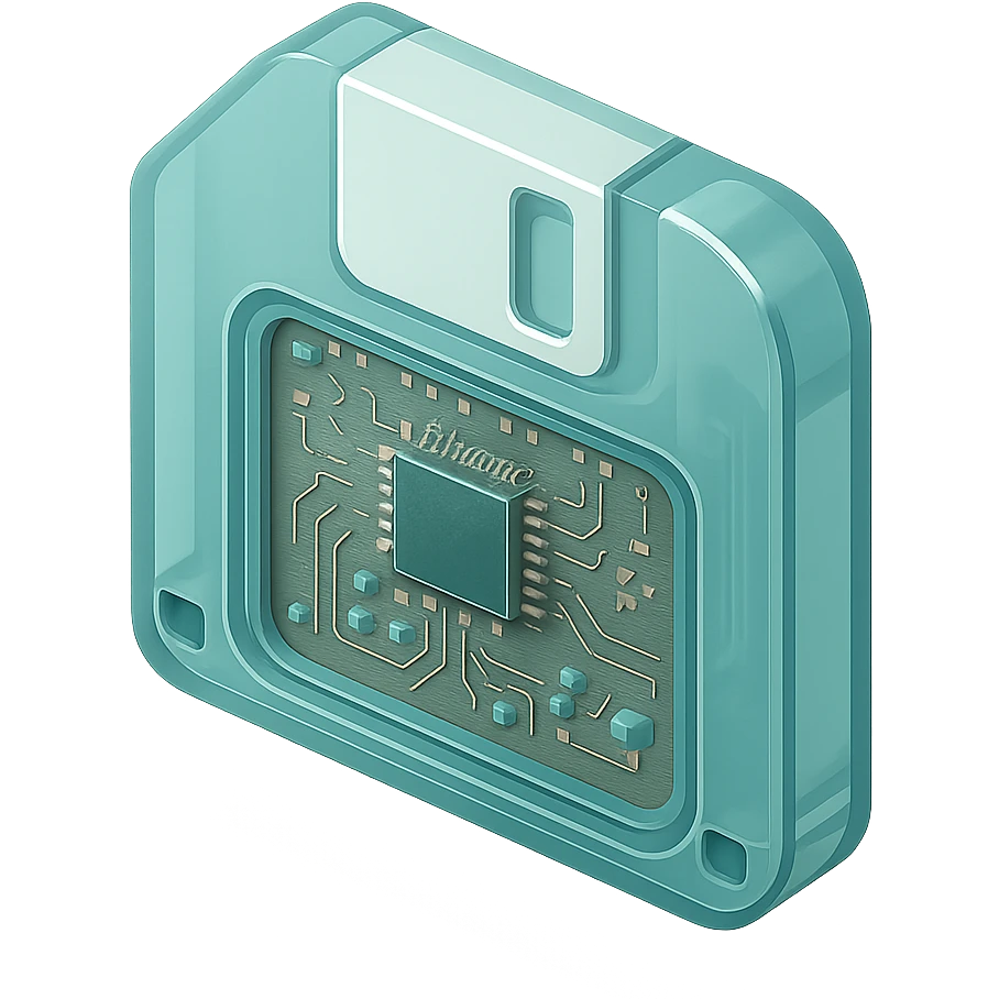 A translucent pirate ship with visible internal circuitry and mechanisms, featuring sails, cannon details, and a pirate flag emoji