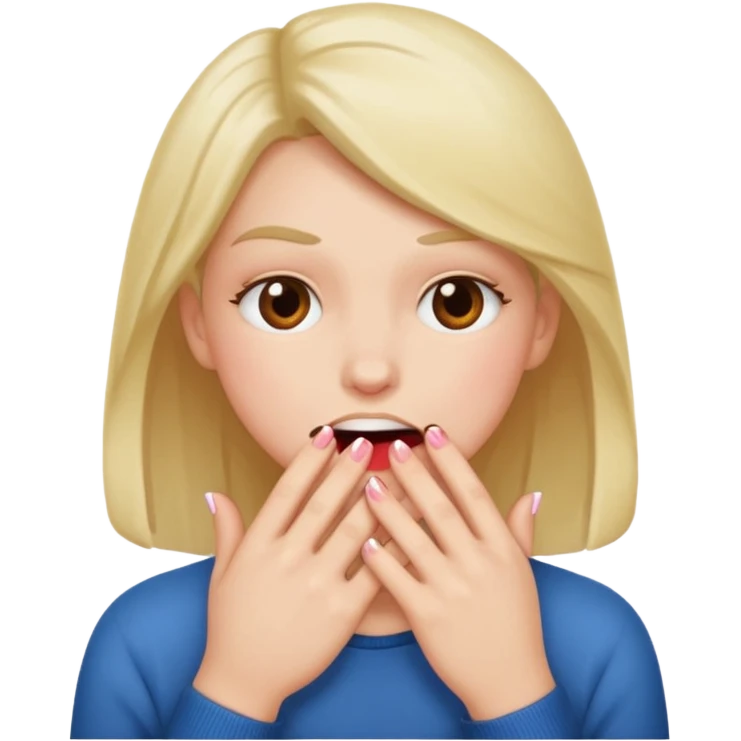 blushing and biting nails emoji