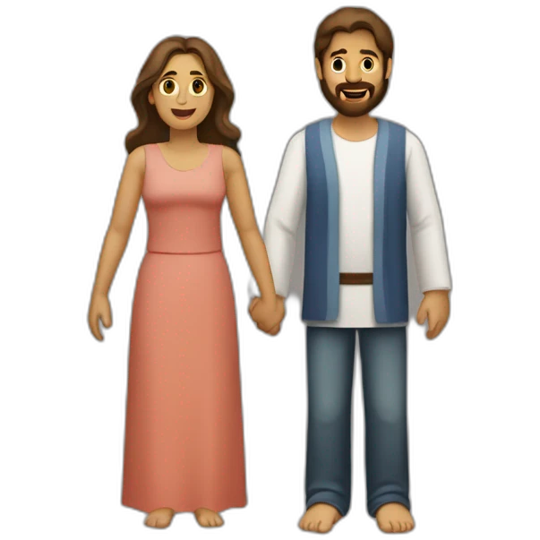 Jesús abrazando a un hombre y mujer emoji