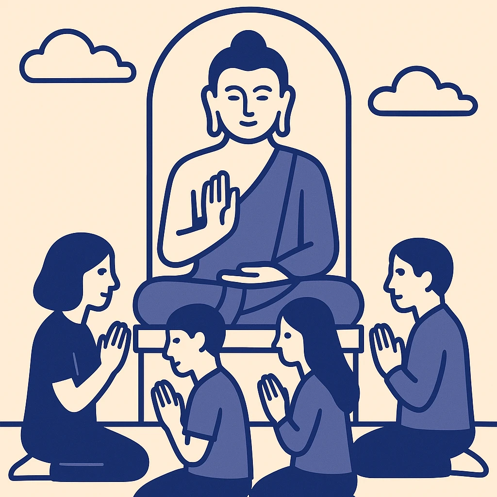 people praying in a Buddhist temple emoji