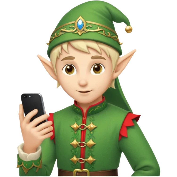 elf with russia custome dress and smartphone emoji