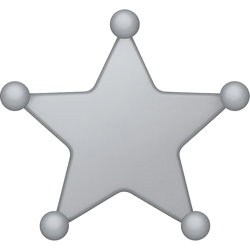simplified sheriff's star badge icon, silver, minimal, no text emoji