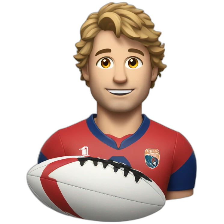 Antoine Dupont, avec un ballon de rugby emoji