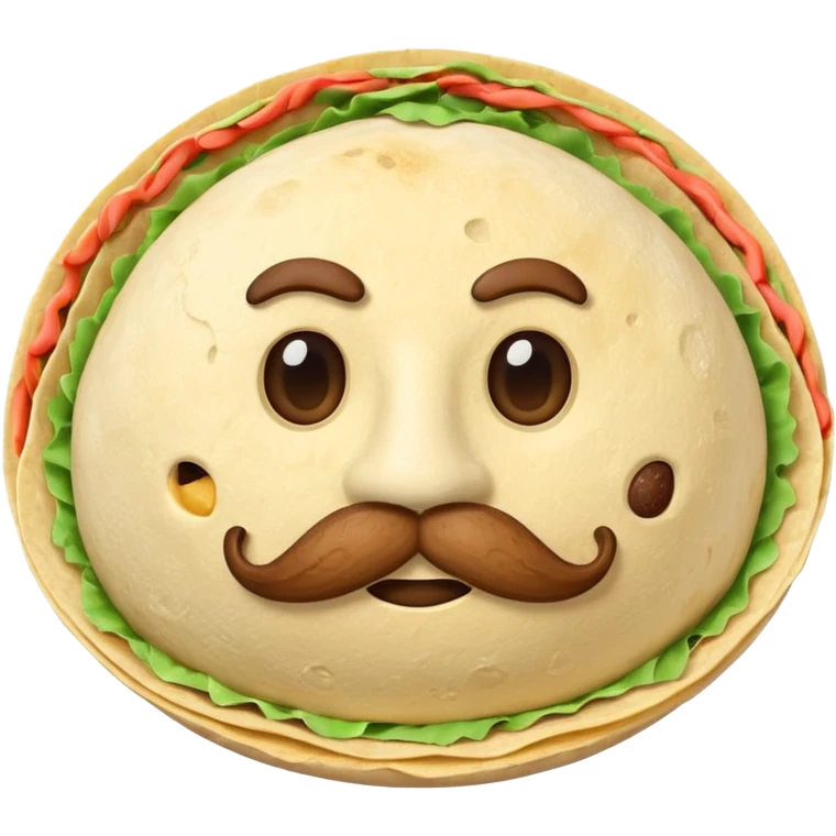 a fresh "Flying" flour tortilla football with a mustache emoji