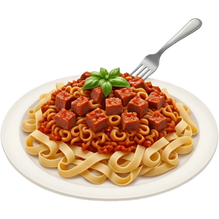 plate of pasta with bolognese sauce and diced meat emoji