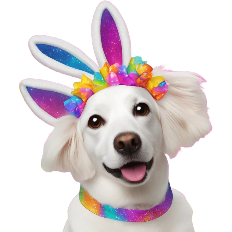 Lisa Frank Easter bunny headband on dog emoji