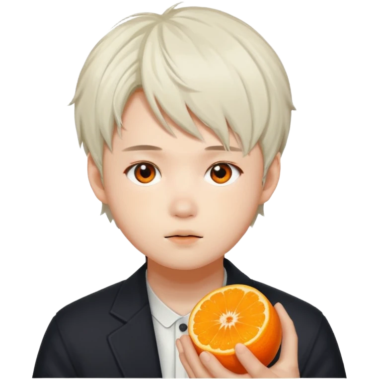 Yoongi con furia y una mandarina emoji