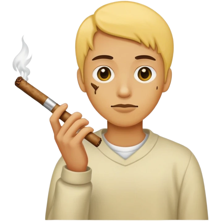yellow hand, holding a blunt emoji