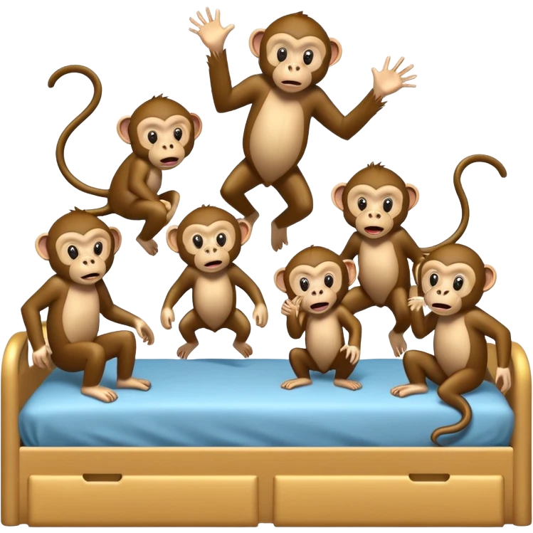 Cinco monitos salta en la cama uno se cayó se golpeó la cabeza mamá llamo al doctor ye le doctor dijo no más monos saita em la cama emoji