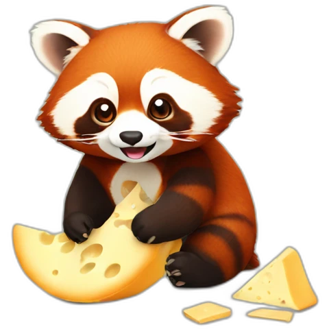 Red panda eats cheese emoji