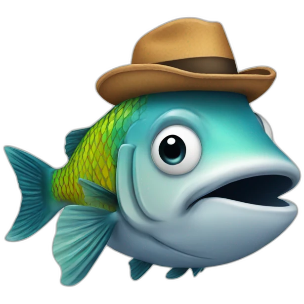 A fish with a hat emoji