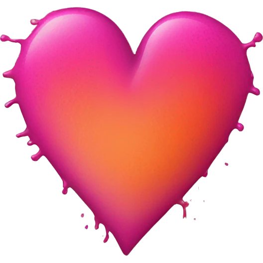 Light Pink to dark pink ombré heart with orange paint splatter emoji