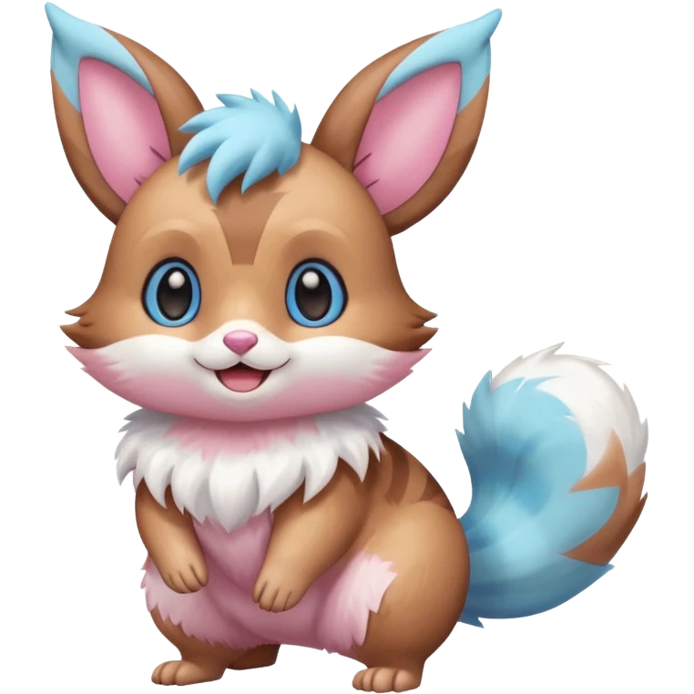 Kawaii Shiny Colorful Pastel Furret-Eevee-fusion Full Body emoji
