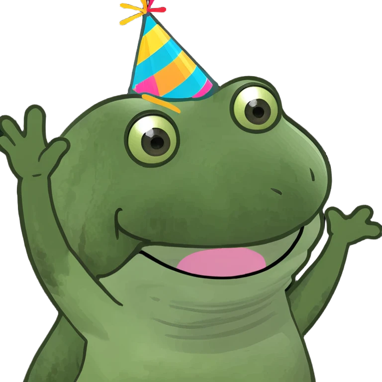 a bufo frog waving with a big smile emoji