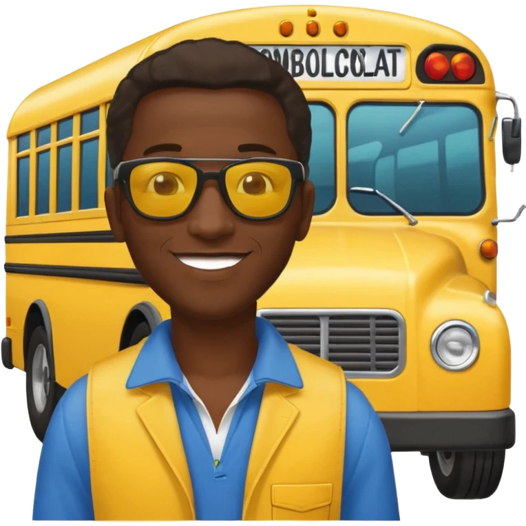 a school bus with a jamaican man saying bomboclat emoji