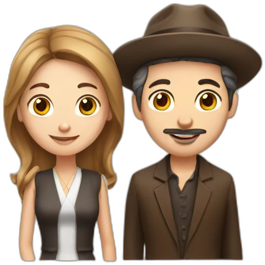 Jewish man and Chinese lady with brown Staffordshire terrier emoji
