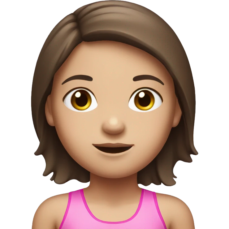 swimming little white girl with pink swimming suit dark brown long hair emoji