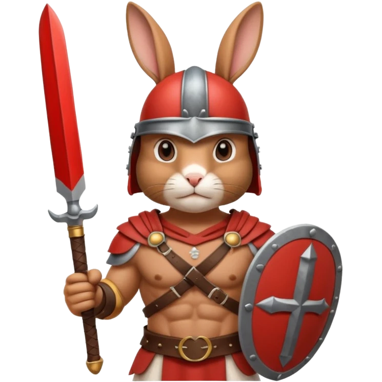 a rabbit Roman Gladiator, half upper  emoji