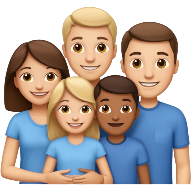 emoji of a family of 5: two adults, three children emoji